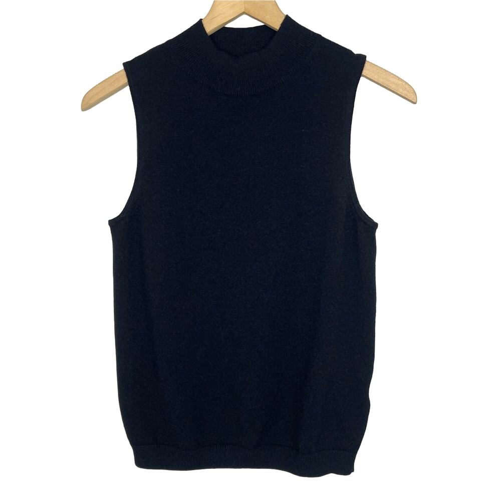 By Anthropologie Black Sleeveless Mock Neck Sweater M OB1090034